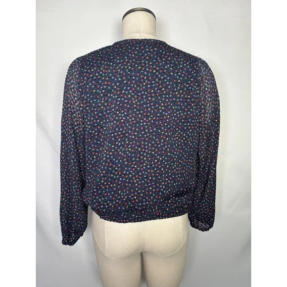 Madewell Womens Medium Top Lyric Wrap Top In Sugar Dot Balloon Sleeve Blouse - Picture 4 of 14